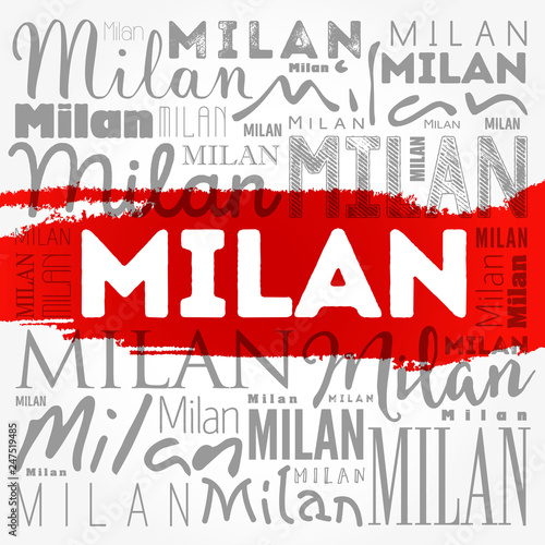 Milan wallpaper word cloud, travel concept background