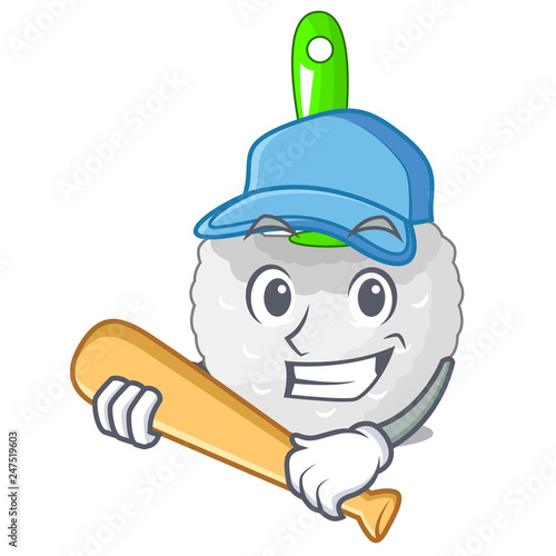 Playing baseball toilet brush in the character shape