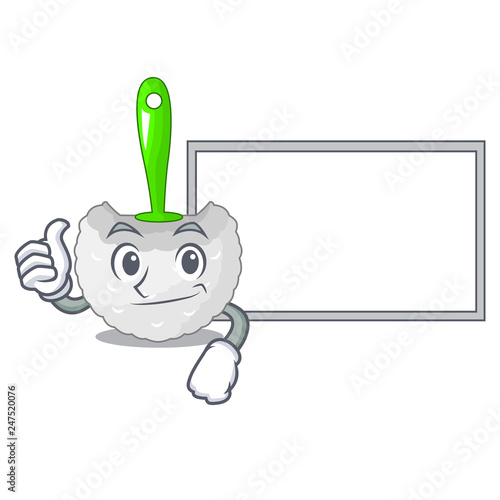 Thumbs up with board toilet brush in the character shape