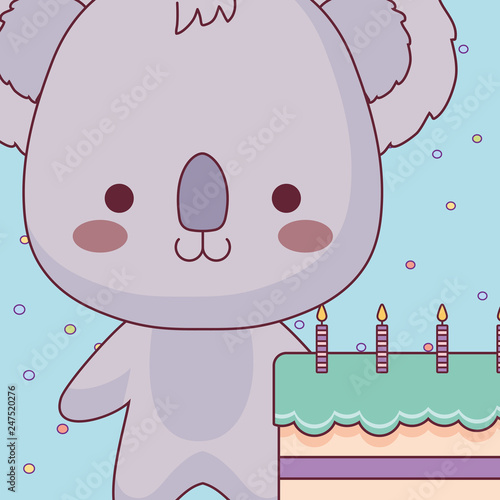 cute and little koala with sweet cake