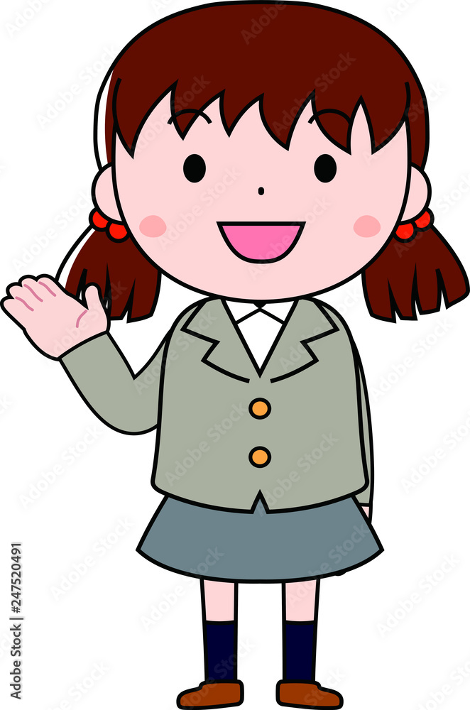 A pigtails female student expressing emotion A pigtails female student expressing emotion