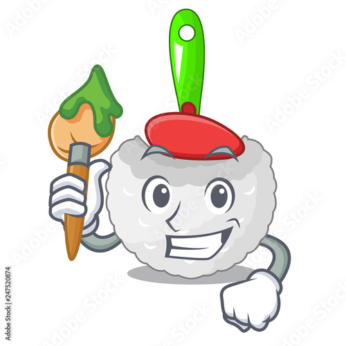 Artist toilet brush in the character shape