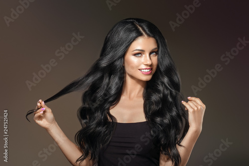 Beautiful hair woman long brunette black hairstyle 