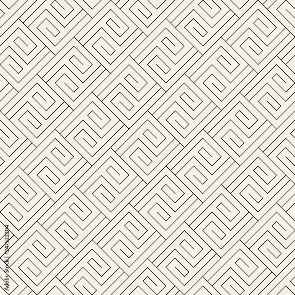 Abstract pattern with thin lines. Vector seamless geometric tiling background. Black and white linear lattice design. Abstract pattern with thin lines. Vector seamless geometric tiling background. Black and white linear lattice design.