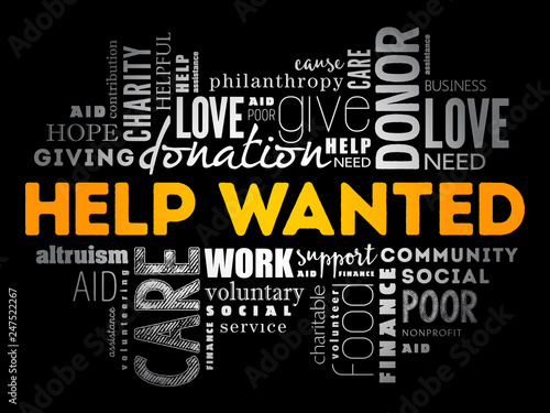 Help Wanted word cloud collage, social concept background
