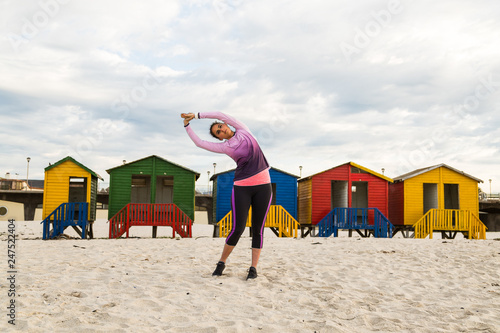 Female jogger stretching