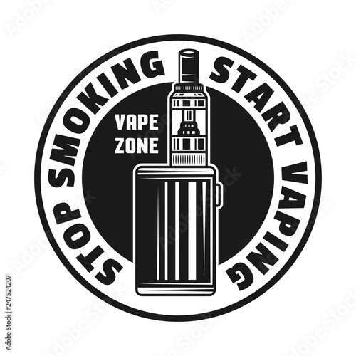 Electronic cigarette vector monochrome emblem