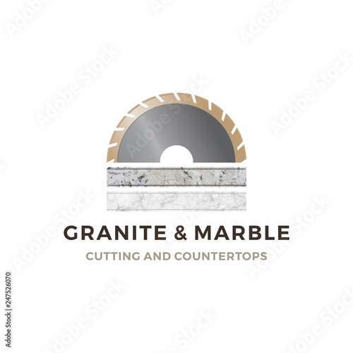 granite and marble cutting and countertop logo vector icon