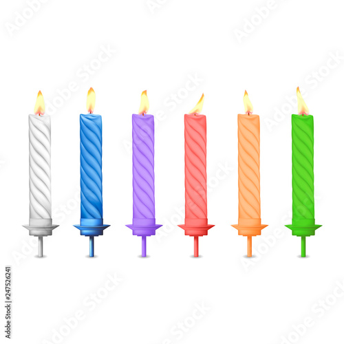3d realistic different birthday party colorful wax paraffin candle