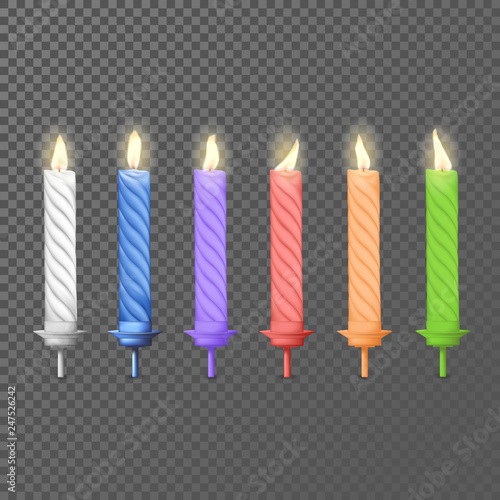 3d realistic different birthday party colorful wax paraffin candle