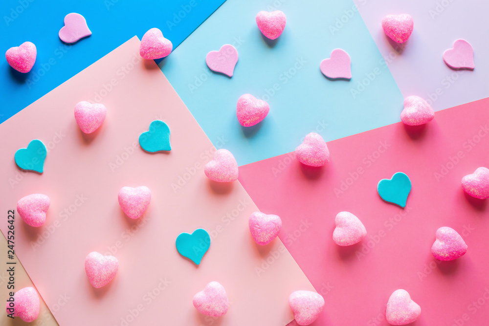 valentine's day pink hearts on a colored background valentine's day pink hearts on a colored background