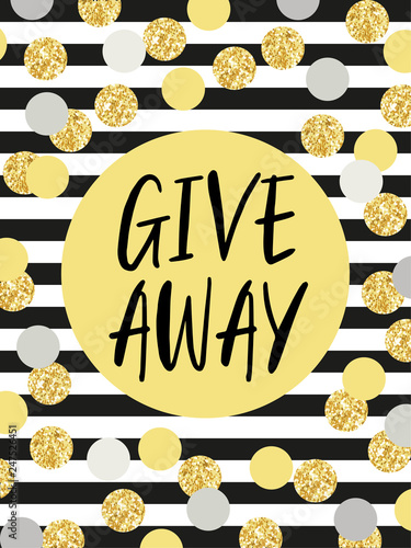 Gold and silver glitter confetti frame giveaway for promotion in social network
