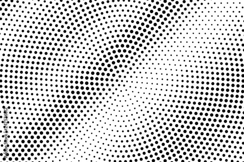 Black on white grunge halftone vector. Digital dotted texture. Sparse dotwork gradient. Monochrome halftone