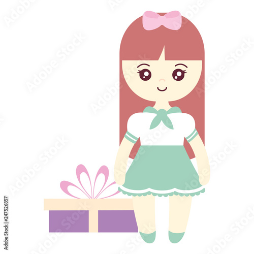cute and little girl with gift