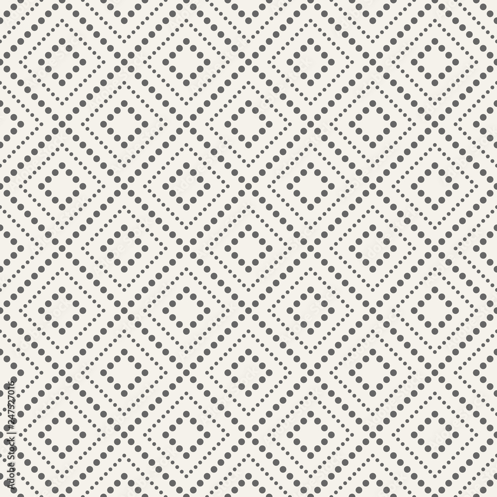 Abstract seamless pattern of dotted rhombuses.