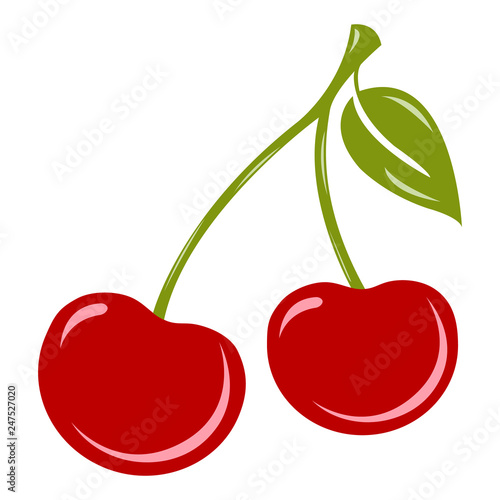 Red cherries vector icon in flat style