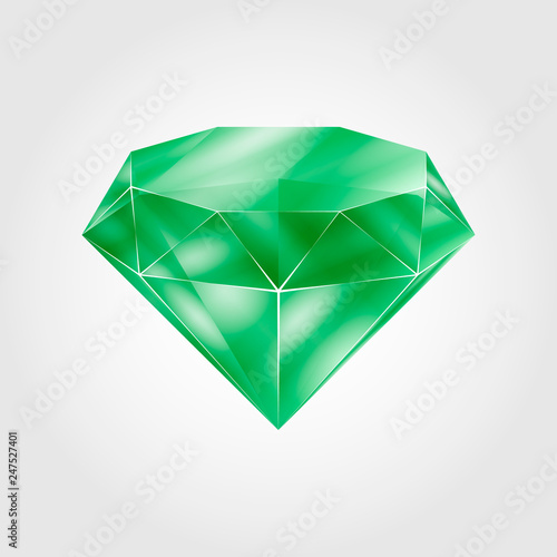 Realistic green round gem - emerald