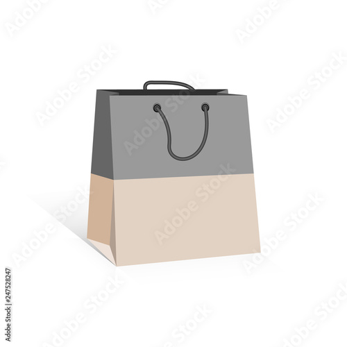 Gray and beige shopping bag template