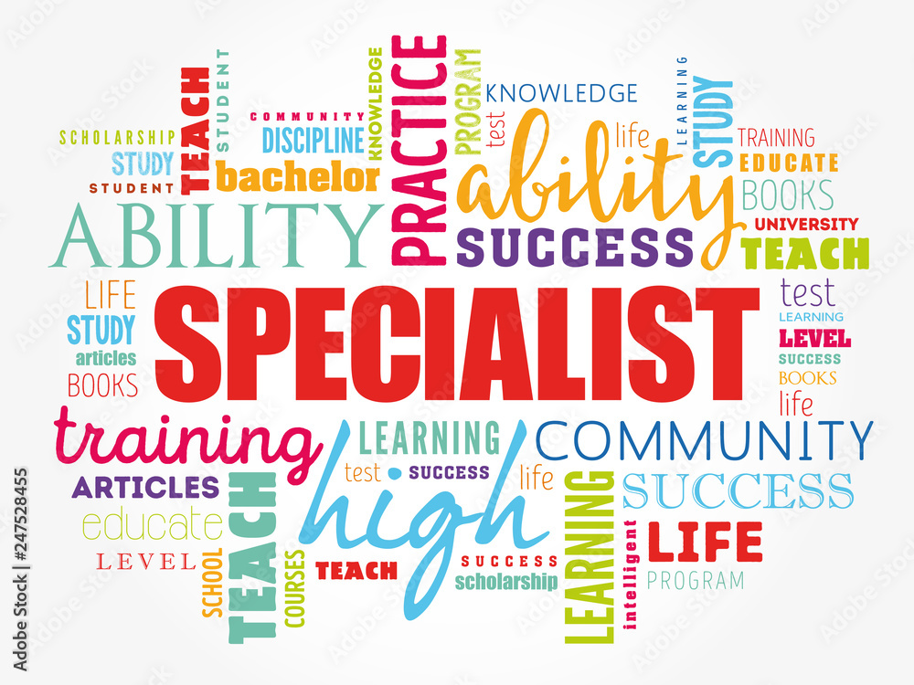 SPECIALIST word cloud collage, education concept background SPECIALIST word cloud collage, education concept background