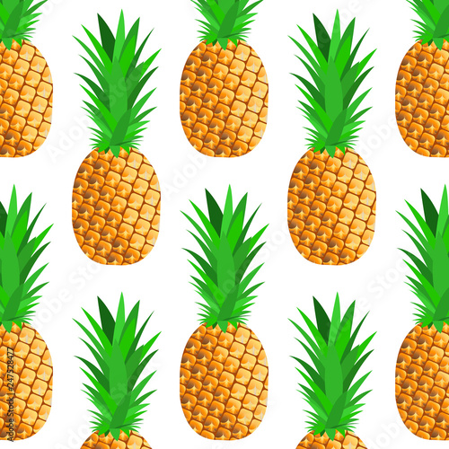Seamless background with ripe pineapples