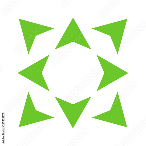 Green wide arrows in 8/eight different directions