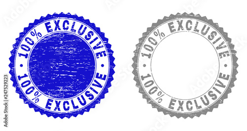 Tableau sur toile 100% EXCLUSIVE stamp seals with distress texture in blue and grey colors isolated on white background