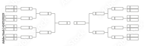 Vector line or outline championship single elimination tournament bracket or tree diagram isolated on a white background. Fields for sixteen players or teams. It is suitable for all kinds of sports.