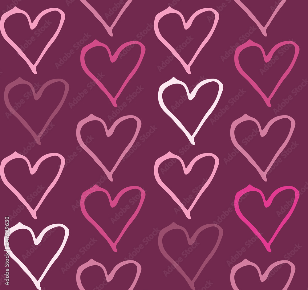 Hand drawn doodle heart pattern background wallpaper