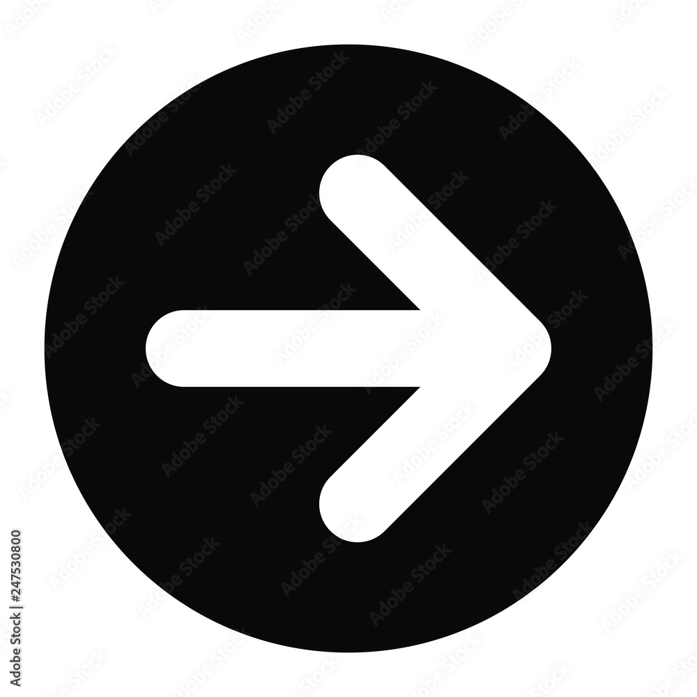 Arrow in circle icon in simple style isolated on white background. Arrow in circle icon in simple style isolated on white background.