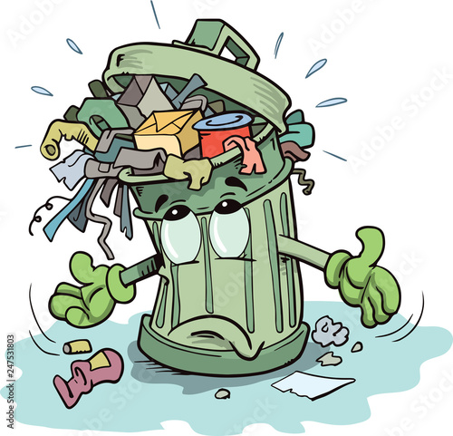 Cartoon trash can