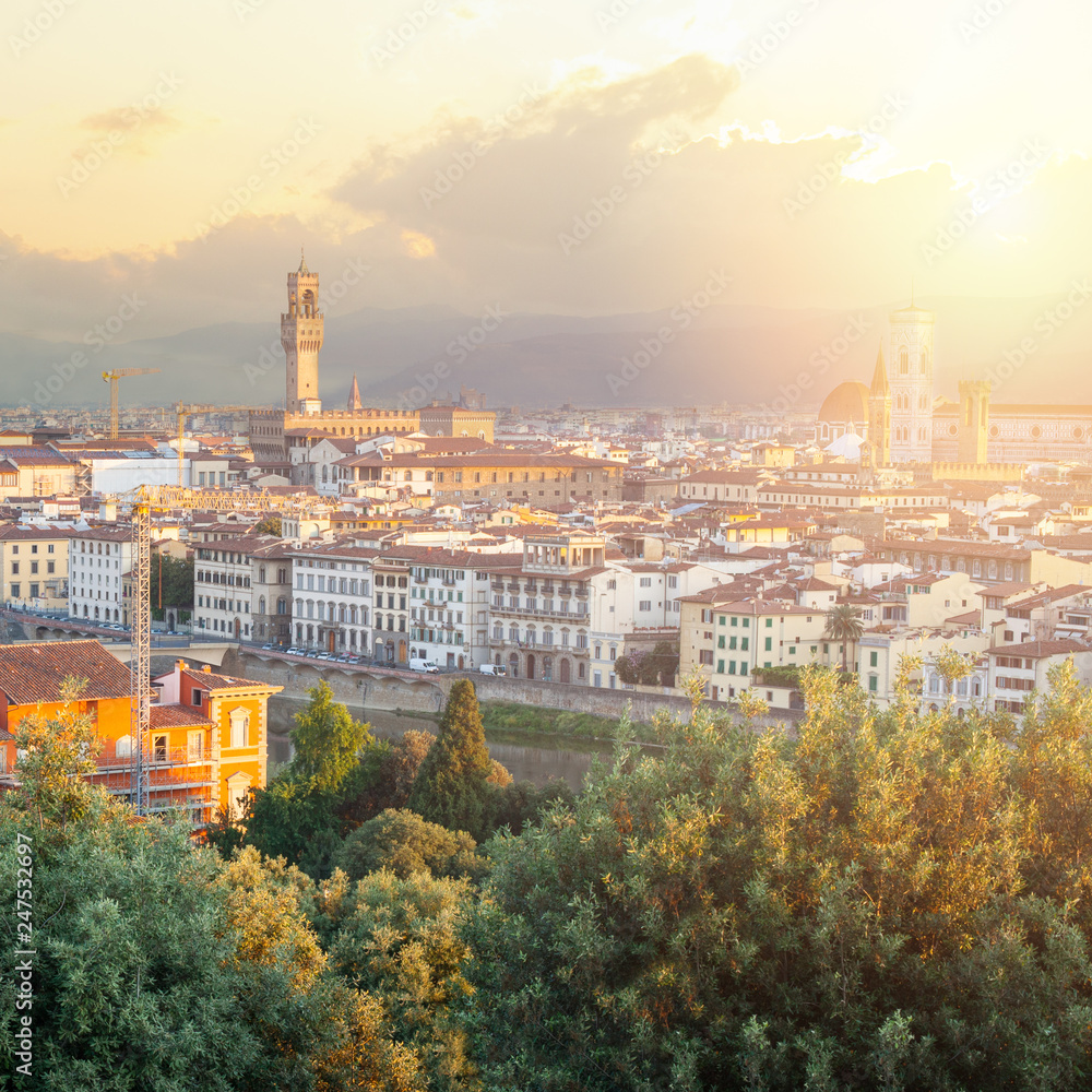 Cityscape skyline of Florence Italy. Firenze landmarks