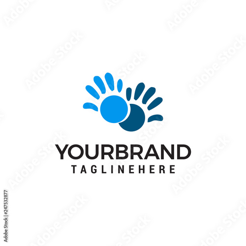 Vector Hand care Childish Support symbol. Two hands Design Template