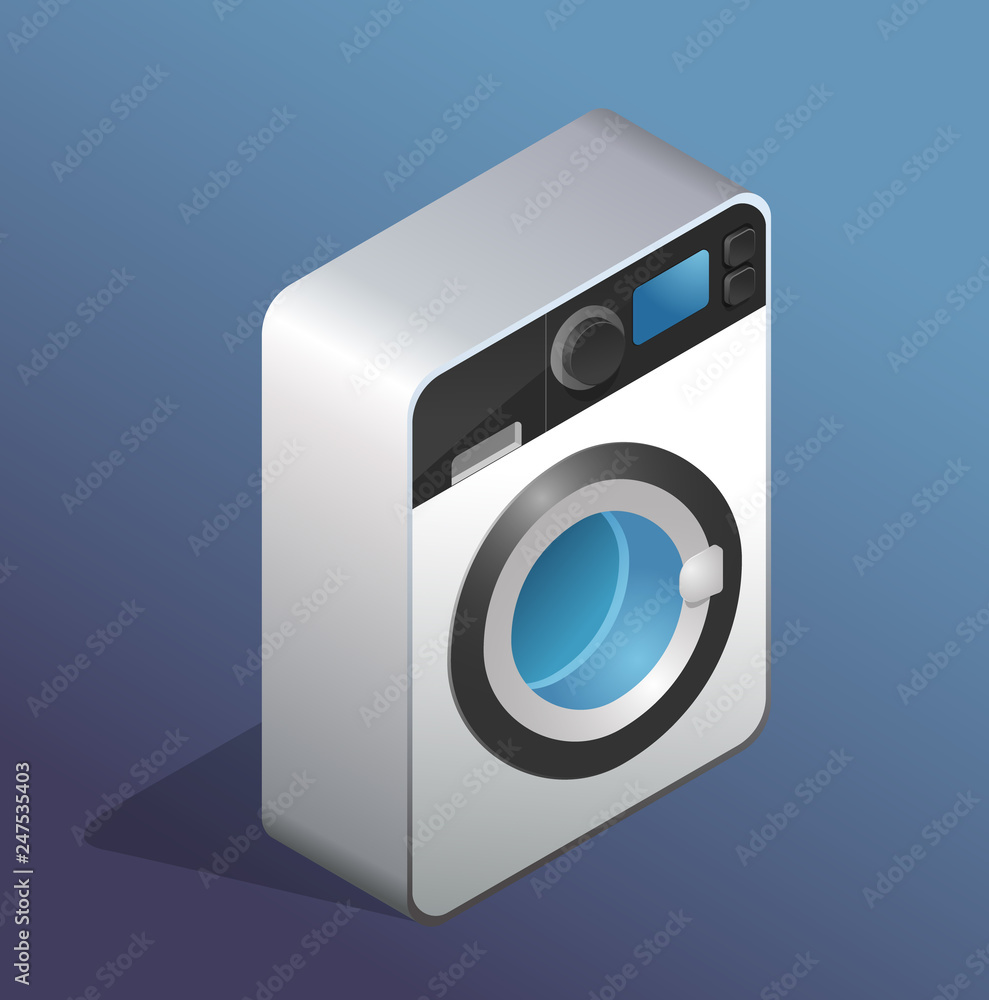 Isometric icon of washing machine