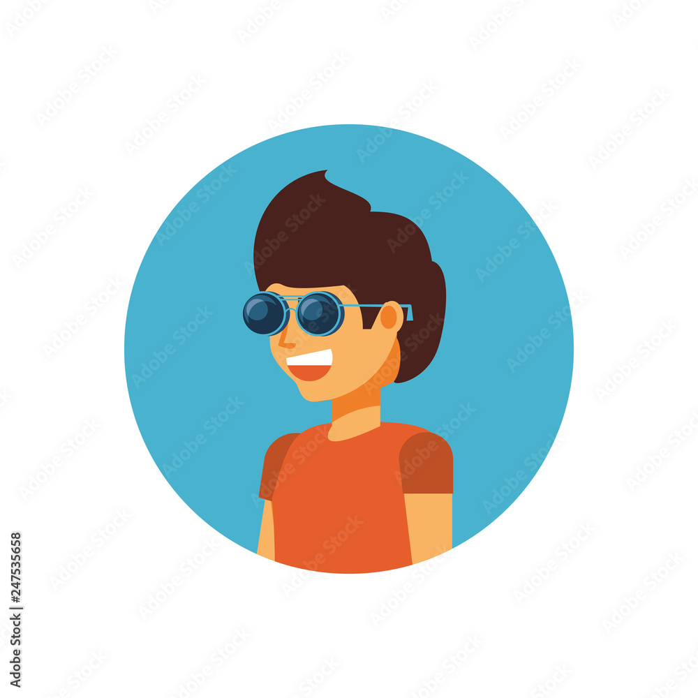 young man with sunglasses avatar character young man with sunglasses avatar character