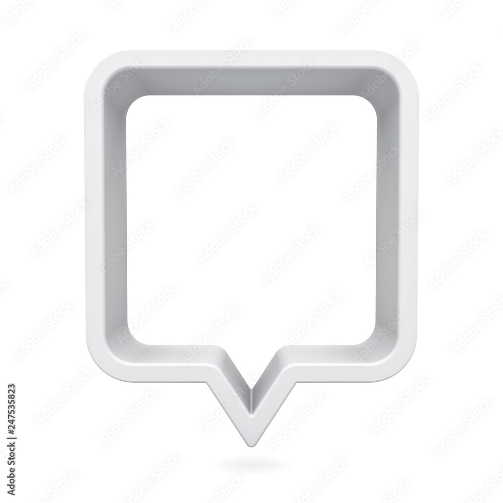 3d speech bubble or blank white rounded square chat pin isolated on white background with shadow 3D rendering 3d speech bubble or blank white rounded square chat pin isolated on white background with shadow 3D rendering