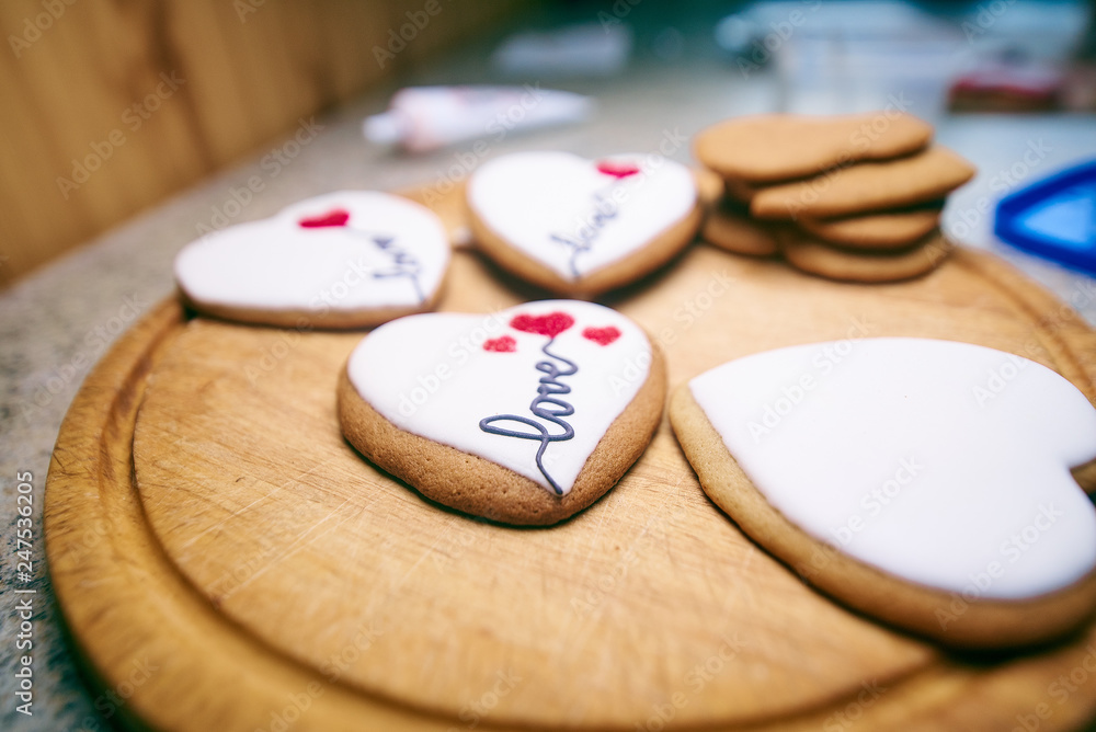 homemade cookies in the shape of a heart with a pattern, love homemade cookies in the shape of a heart with a pattern, love
