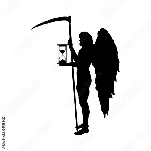 God time Chronos silhouette ancient mythology fantasy. Vector illustration