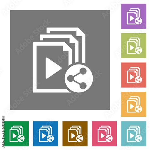 Share playlist square flat icons