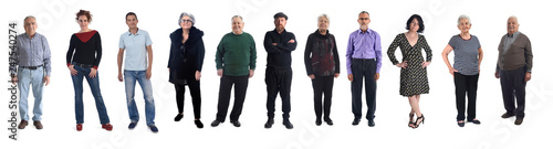 group of people of different ages on white background