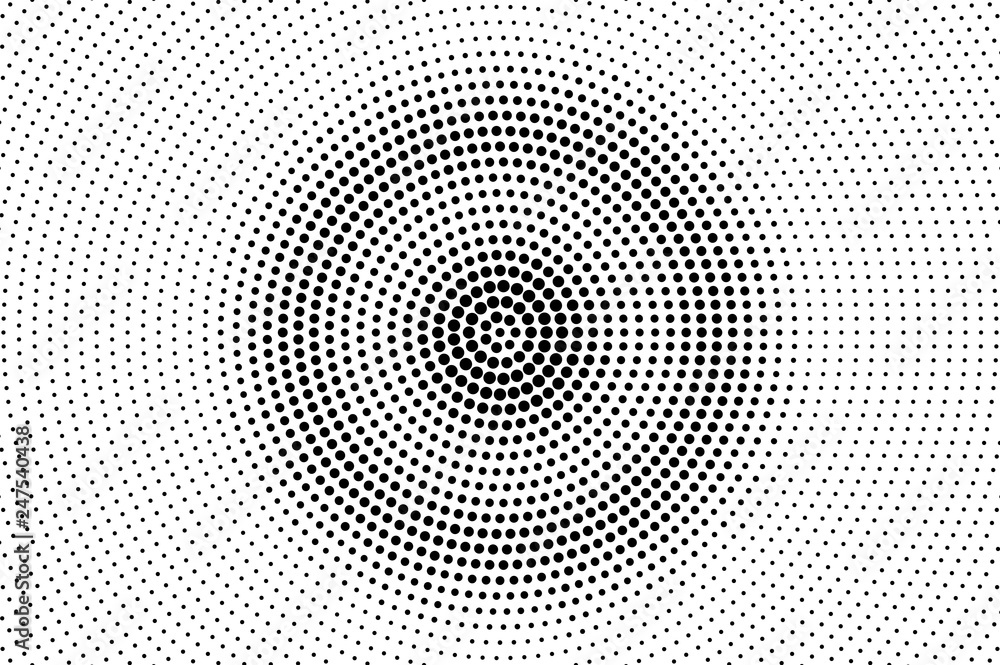 Black on white grungy halftone texture. Centered dotwork gradient. Dotted vector background. Black on white grungy halftone texture. Centered dotwork gradient. Dotted vector background.