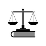 Scales of justice and book icon or logo