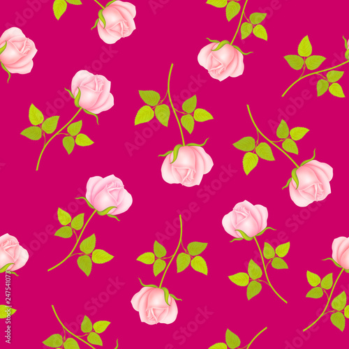 Seamless pattern with rose flowers