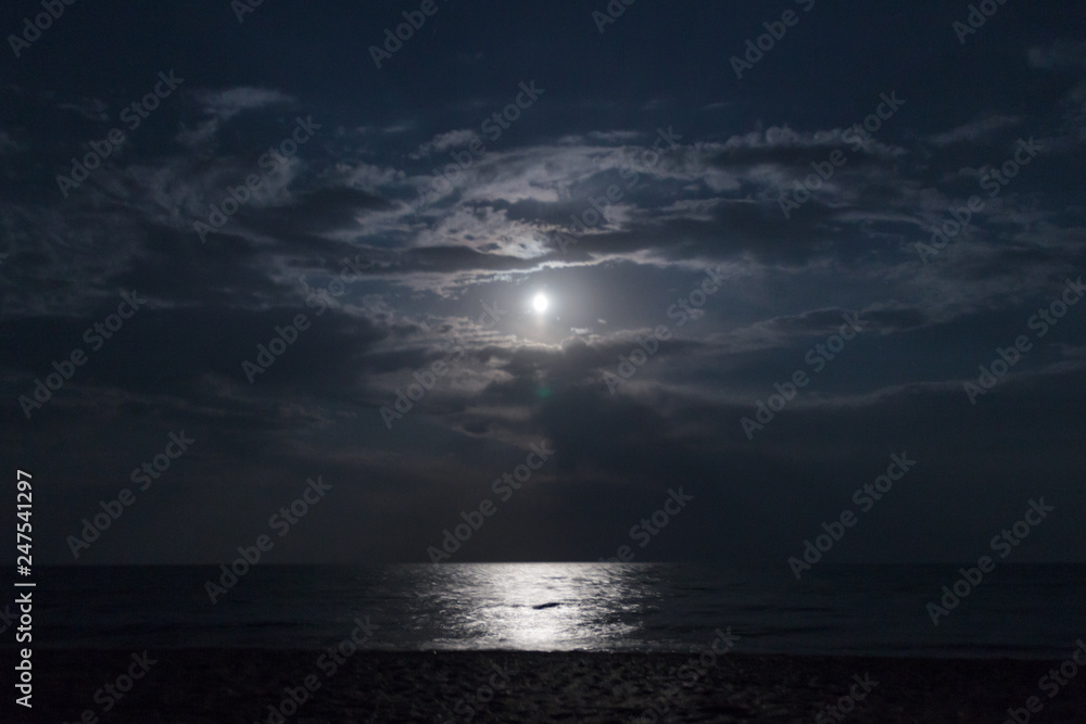 Landscape with the moon on the beach in the Crimea Landscape with the moon on the beach in the Crimea