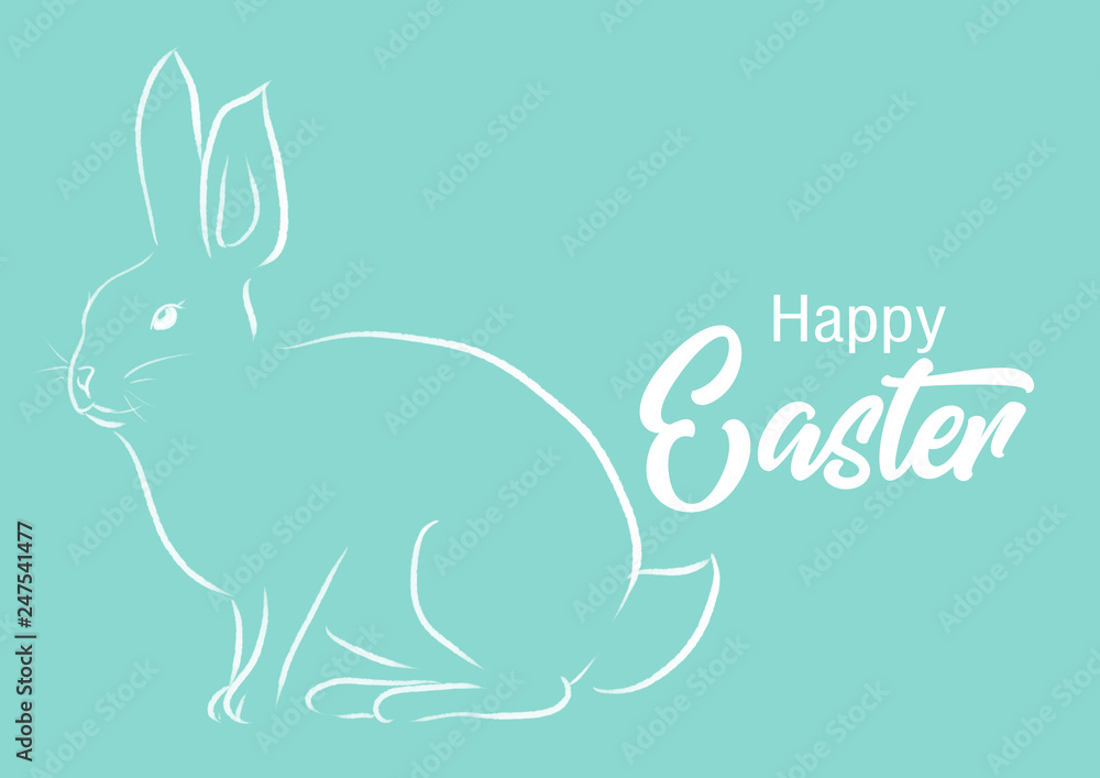 Fototapeta premium Happy Easter with bunny card illustration