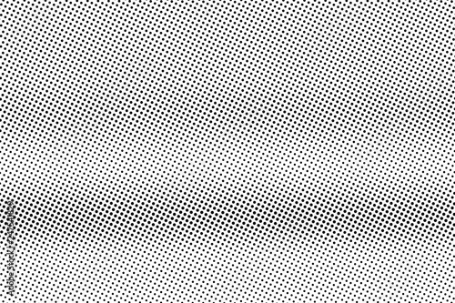 Black on white micro halftone texture. Horizontal dotwork gradient. Dotted vector background