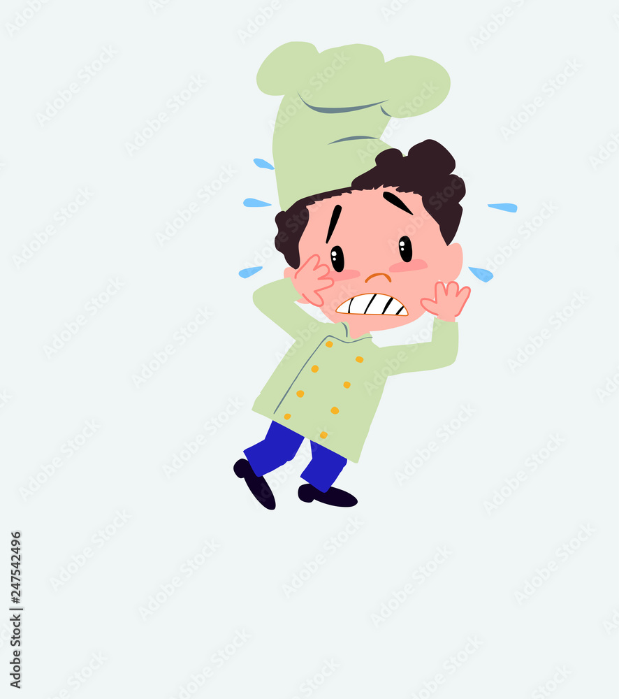 Chef very alarmed takes the hands to the head. Chef very alarmed takes the hands to the head.