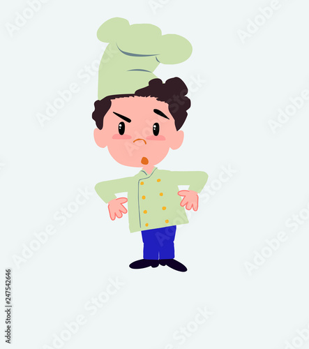 Chef with an expression of unpleasant surprise.