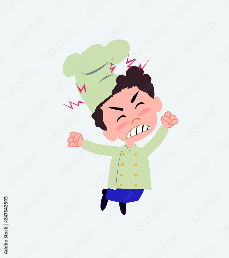 Chef jumps angry. Chef jumps angry.