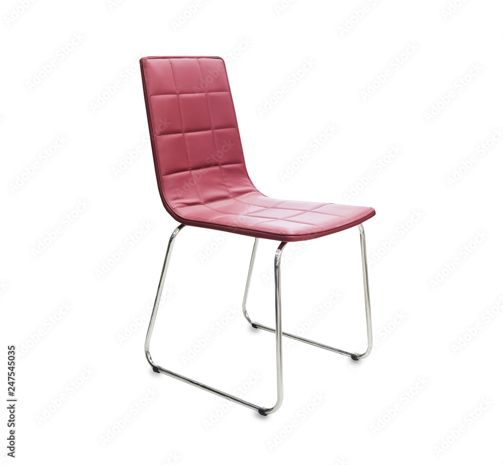 The office chair from cherry leather. Isolated over white The office chair from cherry leather. Isolated over white