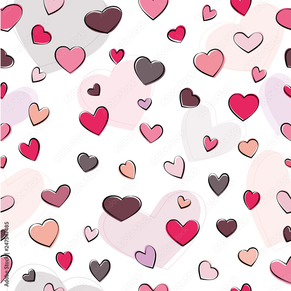 Colorful cartoon heart pattern - seamless wallpaper